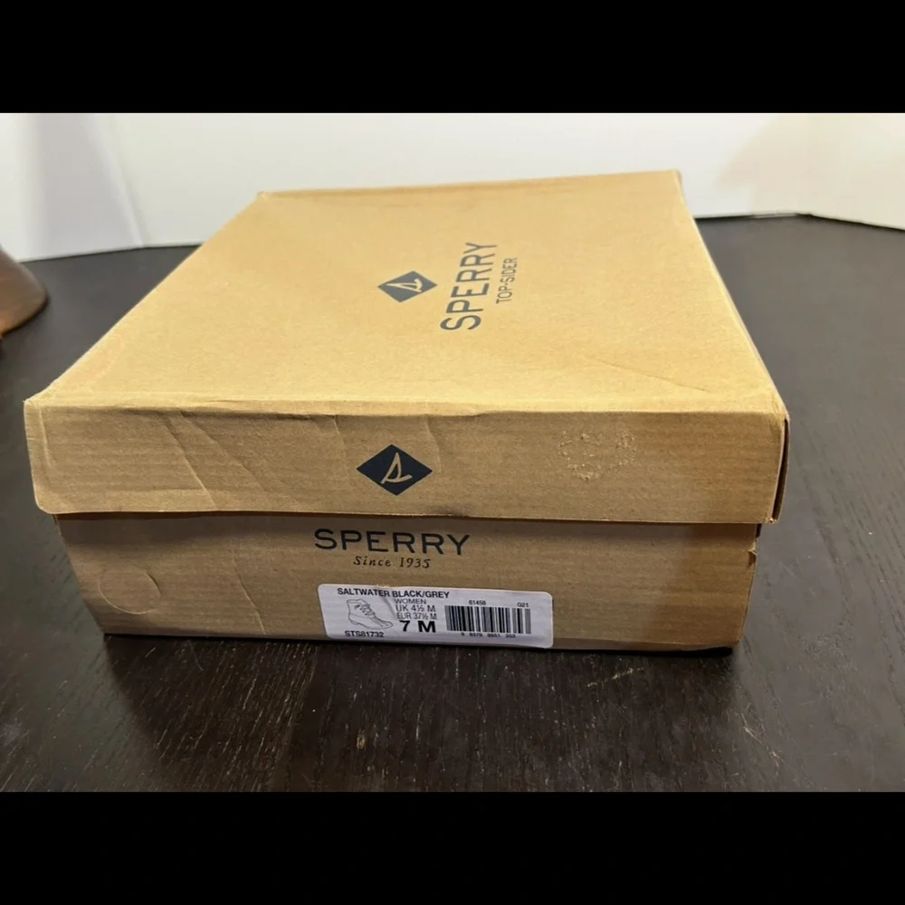 Sperry Saltwater Duck Boots/Rain Boots Leather/Rubber Black/Grey Womans Size 7M